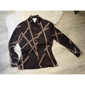 Oscar by Oscar de la Renta silk button down blouse